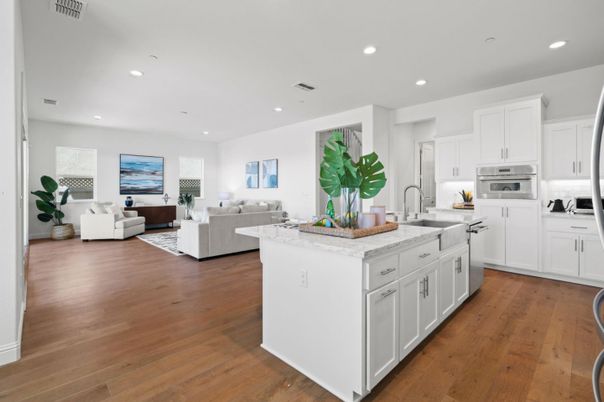 Interior, Kitchen, Living room, Recessed Lighting, Wood Texture Flooring