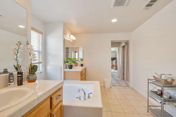 Bathroom, Interior, Recessed Lighting, Tile Countertops