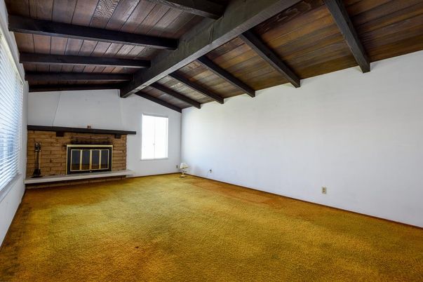 Empty room, Fireplace, Interior, Wooden Beams, Wooden Ceilings