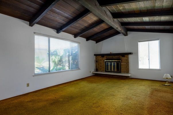 Empty room, Fireplace, Interior, Wooden Beams, Wooden Ceilings