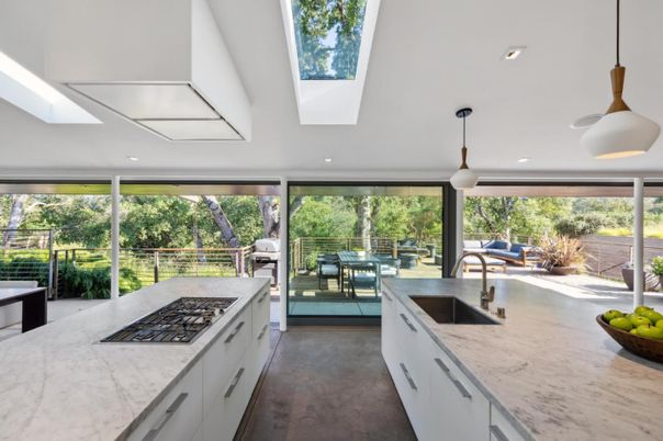 Interior, Kitchen, Pendant Lights, Recessed Lighting, Wood Texture Flooring