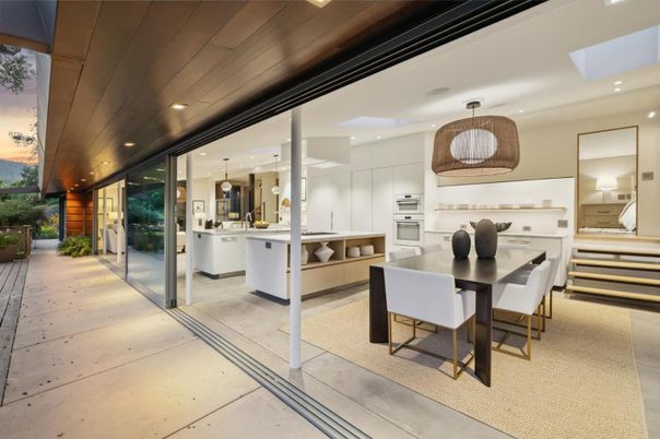 Dining room, Interior, Pendant Lights, Recessed Lighting, Stainless Steel Appliances