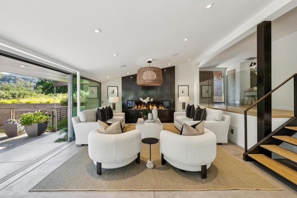 Fireplace, Interior, Living room, Recessed Lighting