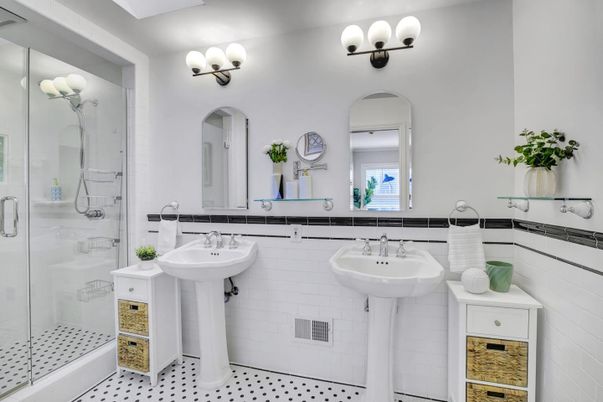 Bathroom, Dual Sink Vanities, Glass Shower, Interior