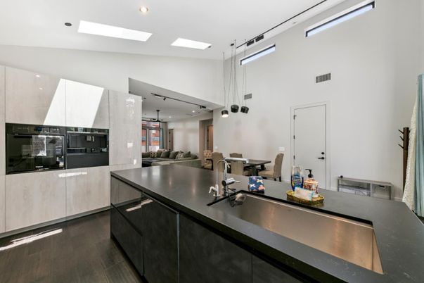 Interior, Kitchen, Living room, Pendant Lights, Recessed Lighting, Stainless Steel Appliances, Wood Texture Flooring