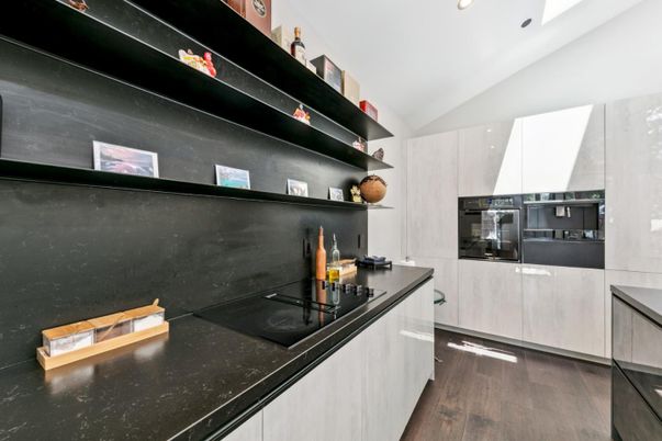 Interior, Kitchen, Recessed Lighting, Wood Texture Flooring