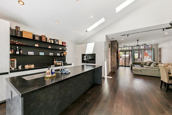 Interior, Kitchen, Living room, Pendant Lights, Recessed Lighting, Stainless Steel Appliances, Wood Texture Flooring