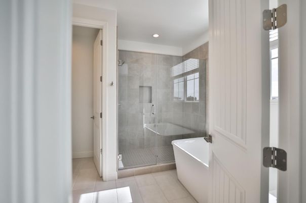 Bathroom, Free Standing Baths, Glass Shower, Interior, Recessed Lighting