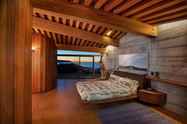 Bedroom, Interior, Water, Wooden Beams, Wooden Ceilings, Wooden Walls