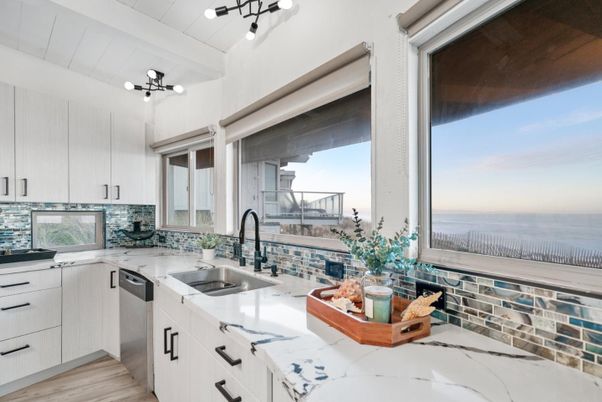 Interior, Kitchen, Stainless Steel Appliances, Water, Wood Texture Flooring