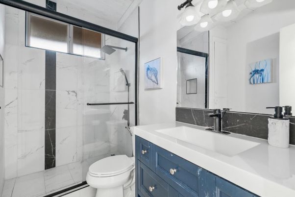 Bathroom, Glass Shower, Interior, Marble Walls