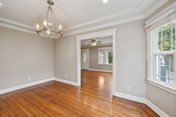 Empty room, Interior, Pendant Lights, Recessed Lighting, Wood Texture Flooring