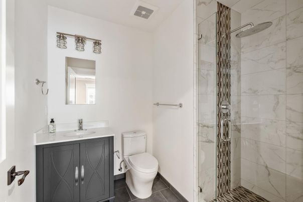 Bathroom, Glass Shower, Interior, Marble Walls