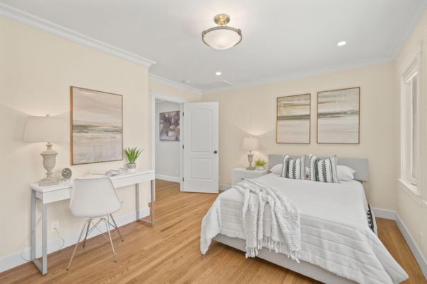 Bedroom, Home Office, Interior, Recessed Lighting, Wood Texture Flooring