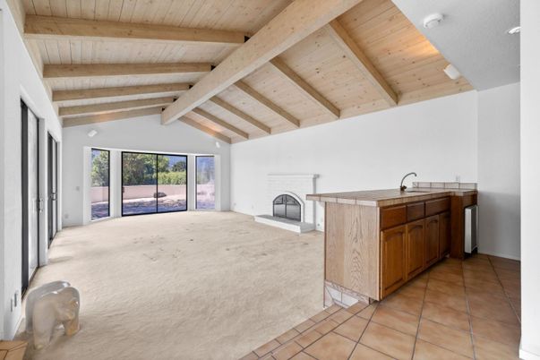 Empty room, Fireplace, Interior, Wooden Beams, Wooden Ceilings