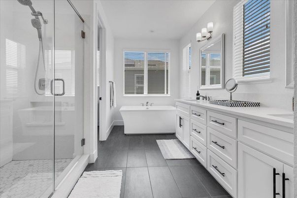 Bathroom, Dual Sink Vanities, Free Standing Baths, Glass Shower, Interior