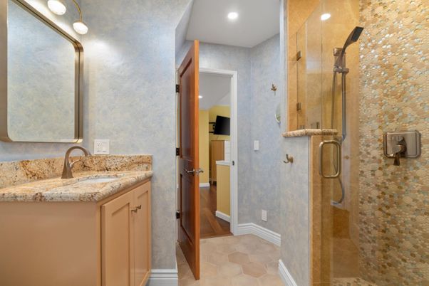 Bathroom, Glass Shower, Interior, Recessed Lighting