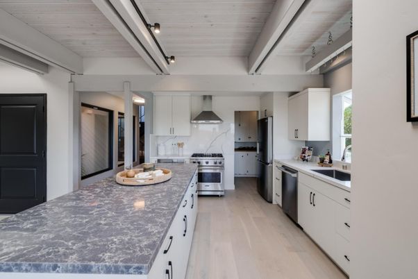 Interior, Kitchen, Stainless Steel Appliances, Wooden Ceilings, Wood Texture Flooring