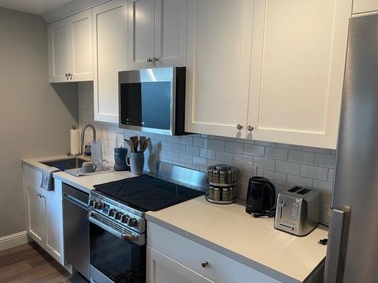 Interior, Kitchen, Stainless Steel Appliances, Wood Texture Flooring