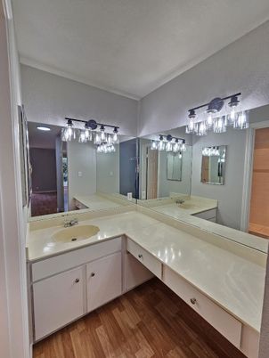 Bathroom, Dual Sink Vanities, Interior, Wood Texture Flooring