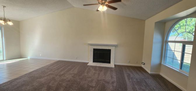 Empty room, Fireplace, Interior, Pendant Lights