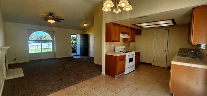Chandelier, Interior, Kitchen, Tile Countertops