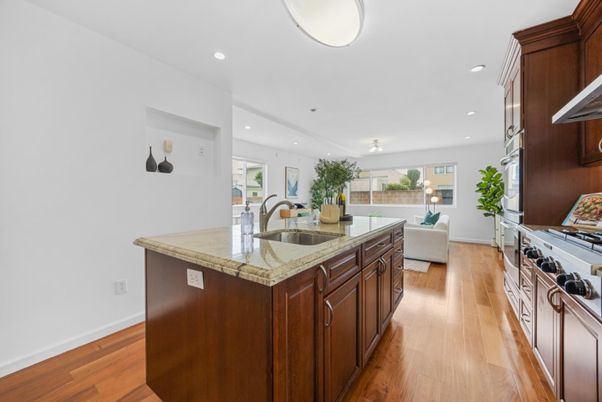 Interior, Kitchen, Recessed Lighting, Wood Texture Flooring