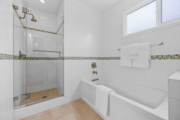 Bathroom, Glass Shower, Interior, Recessed Lighting