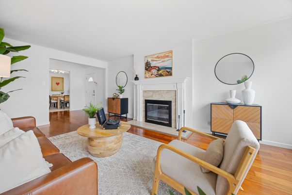 Dining room, Fireplace, Interior, Living room, Wood Texture Flooring
