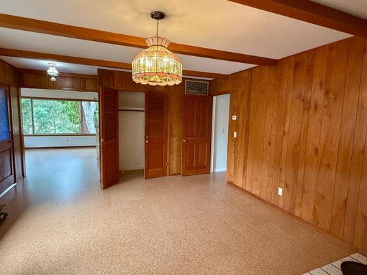 Empty room, Interior, Pendant Lights, Wooden Walls