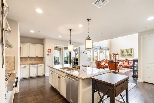 Dining room, Interior, Kitchen, Living room, Pendant Lights, Recessed Lighting, Wood Texture Flooring