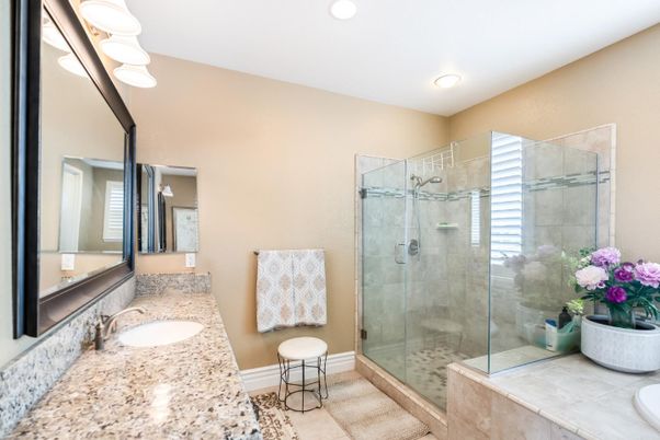 Bathroom, Glass Shower, Interior, Recessed Lighting