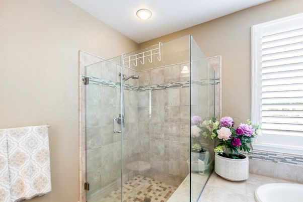 Bathroom, Glass Shower, Interior, Recessed Lighting