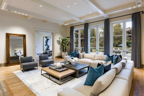 Interior, Living room, Recessed Lighting, Wood Texture Flooring
