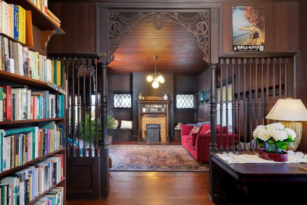 Fireplace, Interior, Pendant Lights, Wooden Ceilings, Wood Texture Flooring, Wooden Walls