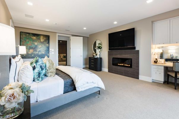 Bedroom, Fireplace, Home Office, Interior, Recessed Lighting