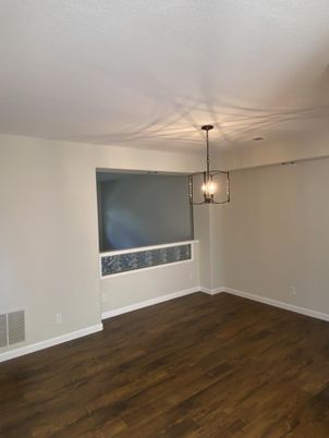 Empty room, Interior, Pendant Lights, Wood Texture Flooring