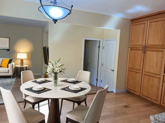 Dining room, Interior, Wood Texture Flooring