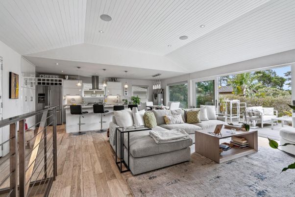 Dining room, Interior, Kitchen, Living room, Pendant Lights, Recessed Lighting, Stainless Steel Appliances, Wood Texture Flooring