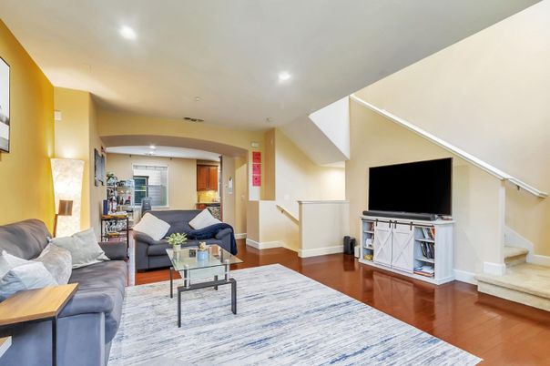 Interior, Living room, Recessed Lighting, Wood Texture Flooring