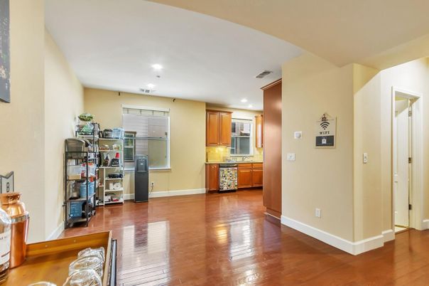 Interior, Kitchen, Recessed Lighting, Wood Texture Flooring