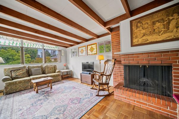 Fireplace, Interior, Living room, Stone Walls, Wooden Beams, Wood Texture Flooring