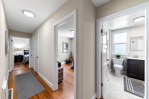 Bathroom, Bedroom, Interior, Recessed Lighting, Wood Texture Flooring