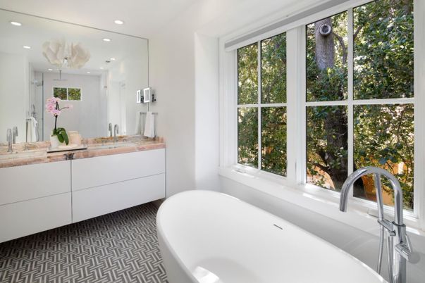 Bathroom, Dual Sink Vanities, Free Standing Baths, Interior, Recessed Lighting