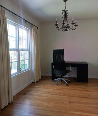 Chandelier, Home Office, Interior, Wood Texture Flooring