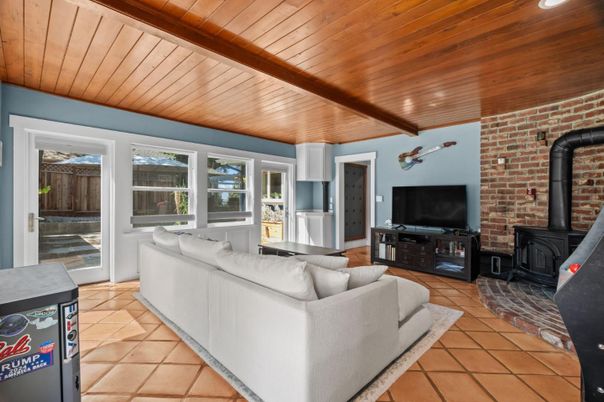Fireplace, Interior, Living room, Stone Walls, Wooden Ceilings