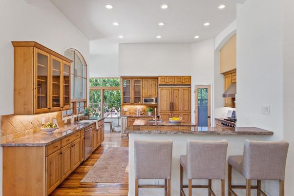 Interior, Kitchen, Recessed Lighting, Wood Texture Flooring