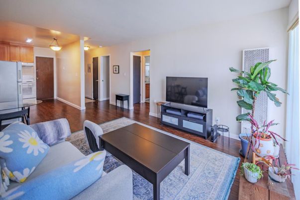 Interior, Kitchen, Living room, Stainless Steel Appliances, Wood Texture Flooring