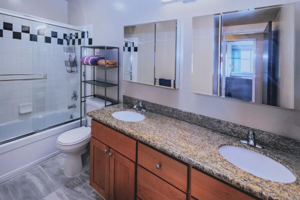 Bathroom, Dual Sink Vanities, Glass Shower, Interior