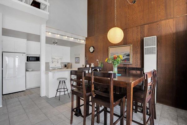 Dining room, Interior, Kitchen, Pendant Lights, Wooden Walls